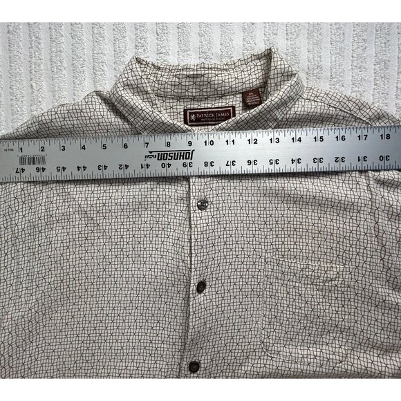Patrick James West Coast Classic Mens Geometric Print Shirt XXL Ivory Silk Blend - Picture 5 of 7
